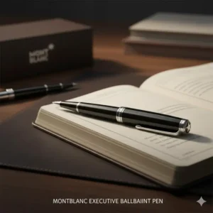 A classic Montblanc executive ballpoint pen, known for its smooth writing, considered one of the best executive pens.