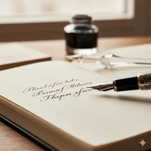 Close-up showing the smooth, thick, high-quality paper used in our premium notebooks, ideal for ink and calligraphy.