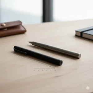 A visual comparison showing a compact, pocket-sized everyday carry pen next to a standard-sized model for scale.