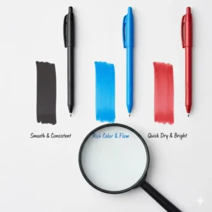 Swatches showing the vibrant colors and smooth performance of the best budget pens in the gel category.