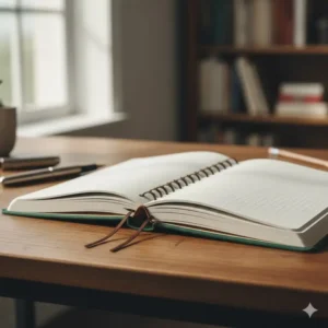 Detail image of the durable, lay-flat thread binding, making these premium notebooks easy to use for sketching and writing.