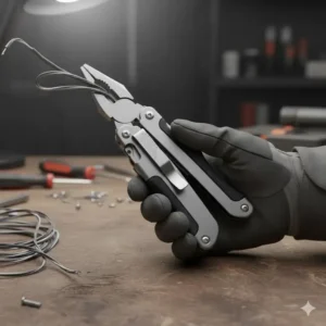 High-quality image showing the durable spring-action pliers deployed from a sturdy multitool with pocket clip.