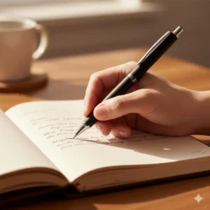 Detail shot of a comfortable, smooth rollerball pen, recognized as one of the best budget pens for long use.