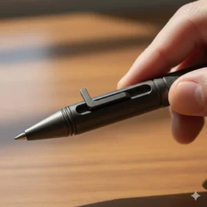 A diagram or close-up showing the tactile, secure bolt action mechanism of a popular everyday carry pen.