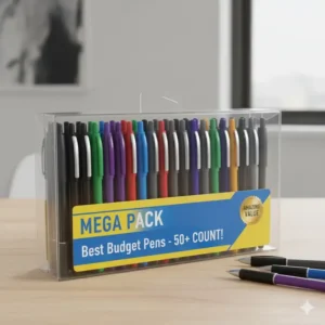 Image displaying a large, cost-effective value pack of the best budget pens for students and bulk buyers.