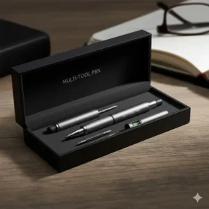 The elegant retail packaging or gift box for the multi tool pen, suggesting it as the perfect practical gift for DIY enthusiasts.