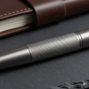 Close-up shot of the finely machined knurled grip on one of the best machined pens, highlighting the texture designed for superior writing comfort and control.