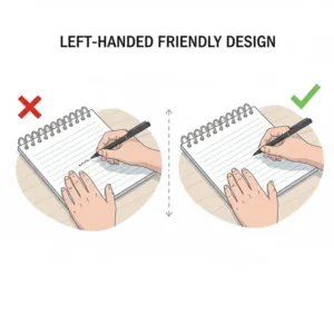 Why a spiral notebook with spiral on top is the perfect choice for left-handed writers.