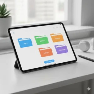 Close-up shot of a student actively taking notes in a spiral notebook subject with a pen.