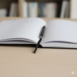 Detailed view of the heavy-duty sewn binding on a mead five star composition notebook.
