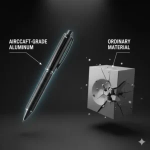 Comparison showcasing the lightweight yet durable construction of the best tactical pen made from aircraft-grade aluminum.