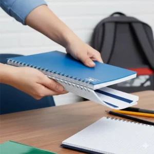 Image demonstrating the strength of the spiral binding and cover of the graph ruled five star notebook to withstand daily use.