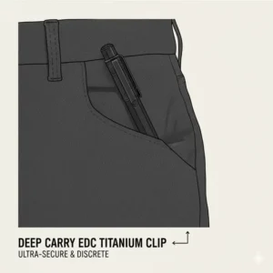 A titanium mechanical pencil with a sturdy pocket clip as part of a daily carry setup.