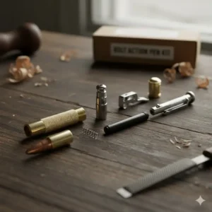 Detailed exploded view showing all internal parts of a bolt action pen kit.