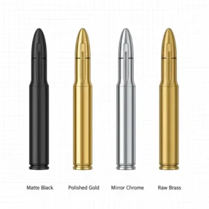A professional display of various color finishes available for these stylish bullet pens.
