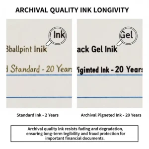 Demonstrating the long-term archival legibility of the ink from the best pen for check writing.