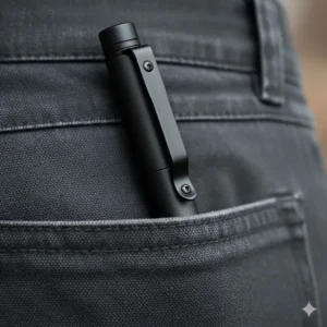 The durable integrated pocket clip on a tactical bolt action rifle pen for everyday carry.