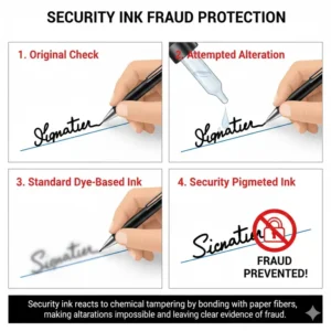 A security test showing how the best pen for check writing prevents unauthorized alterations to financial documents.