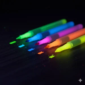 Close-up comparison of fine and broad tips for glow in the dark paint markers.