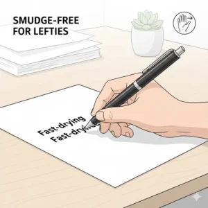 A technical diagram explaining the advanced ink absorption technology used in high-quality fast drying pens.