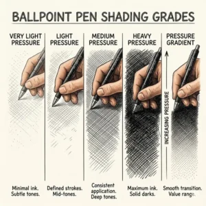 Illustration 1: Pressure sensitivity levels using the best ballpoint pen for sketching to create gradients.