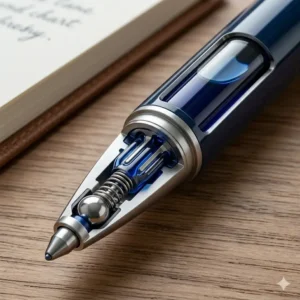 A detailed technical illustration showing the precision tip of cool rollerball pens.