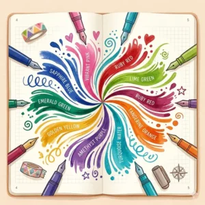 A wide variety of vibrant ink color swatches available in this set of journaling pens.