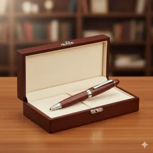 An elegant gift box set featuring premium custom wood pens.
