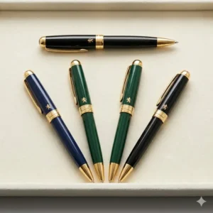 A collection of a fancy ballpoint pen in different professional colors.
