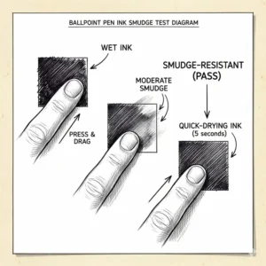 Illustration 4: Quick-drying ink smudge test of the best ballpoint pen for sketching.