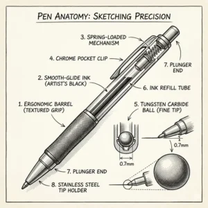 Illustration 5: Internal anatomy and tip design of the best ballpoint pen for sketching.
