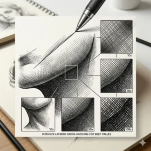 Close-up of an artist's comfortable grip while using the best ballpoint for drawing for long hours.