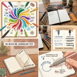 A helpful guide on how to store journaling pens horizontally to maintain perfect ink flow.