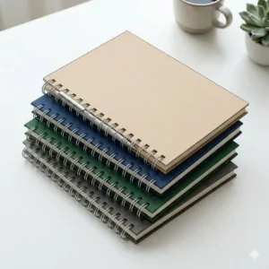 A stack of multiple colored notebook a5 spiral options for school or office use.