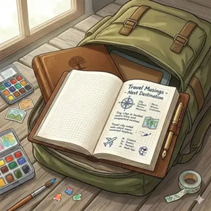 A colorful illustration of a complex mind map drawn across the expansive pages of a large journal.