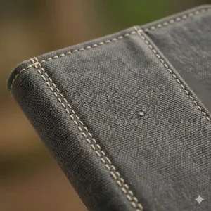 An open view of a pocket notebook cover displaying its internal card slots and storage pockets.