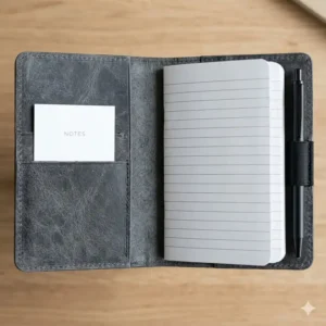 A top-down view of a pocket notebook cover available in various aesthetic colors.